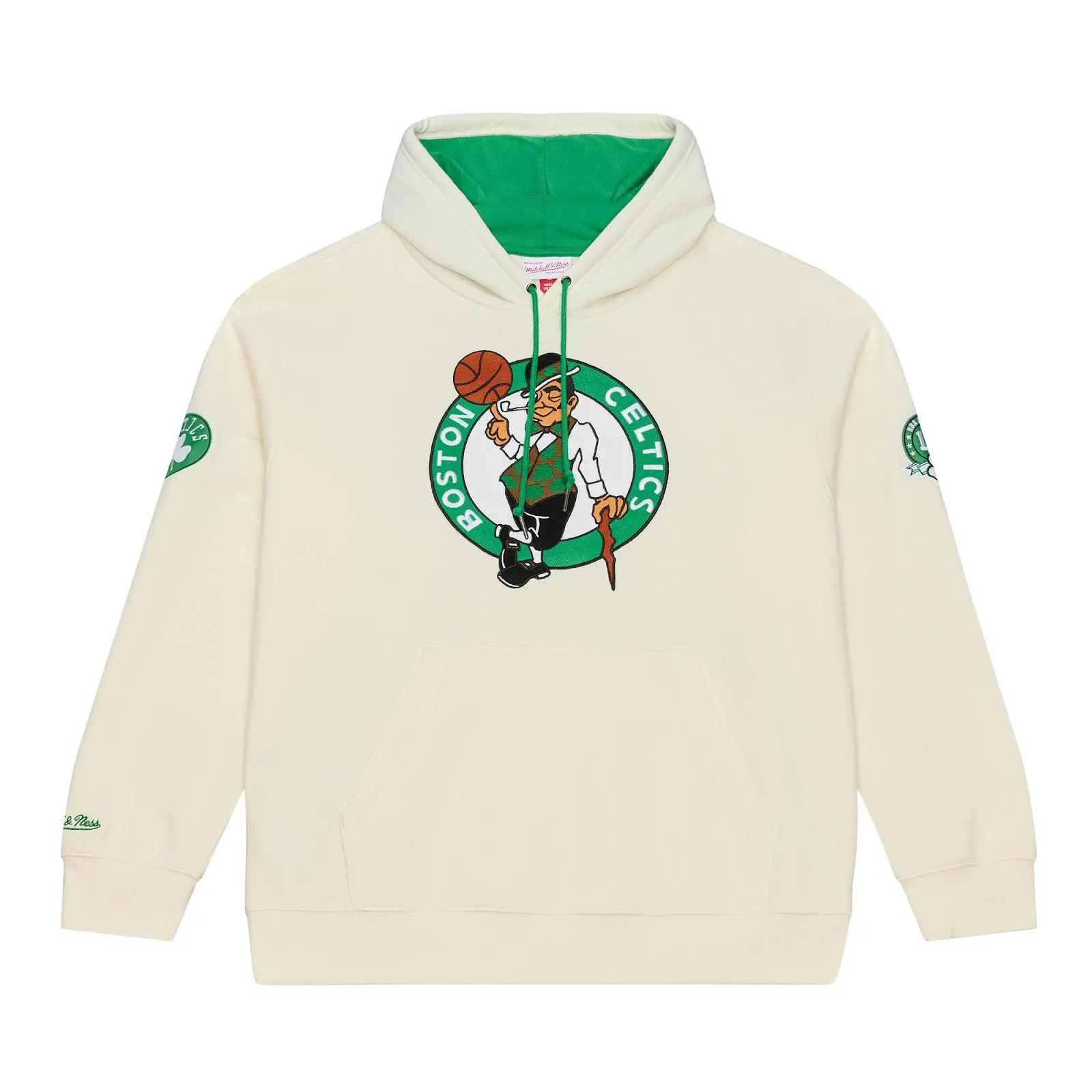 Boston Celtics Cream Classic Fleece Hoodie NBA Throwback Sweatshirt Vintage Fan Gear Mitchell & Ness