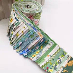 40-piece blue-green floral pattern fabric, spring jelly fabric, suitable for quilting patchwork, roll goods, floral quilting strips, pre-cut patchwork, suitable for sewing DIY handicrafts Thanksgiving Day