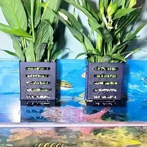 1PC/2PCS Plastic Hanging Hollow Plant Basket, Aquatic Hydroponic Plant Rack, Aquatic Plants, Fish Tank Decor Accessory for Aquariums, All-Season Use