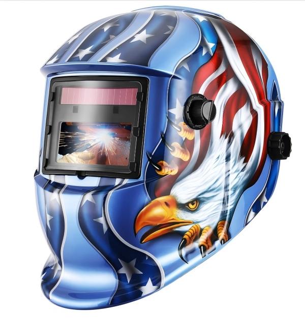 Solar Auto Darkening Welding Helmet Blue Eagle Design Novelty Party Gift Decorative Welder Mask for Festival Celebration & Gifting