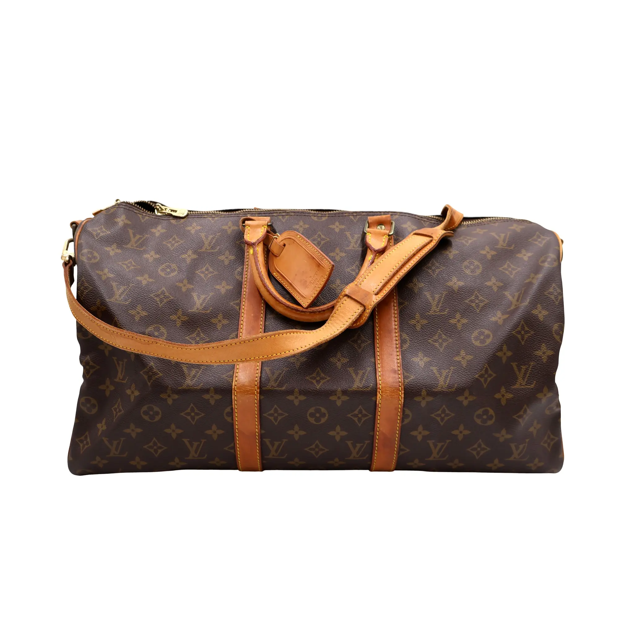 Pre-owned Louis Vuitton coated canvas Luggage Accessories Monogram Canvas Keepall 50 Bandoulière Travel Bag VI0964 (4900000219418)