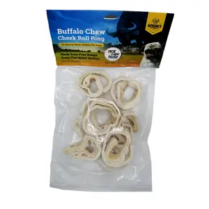 100% Natural Water Buffalo Cheek Roll Ring – High Protein Dog Chew Treat