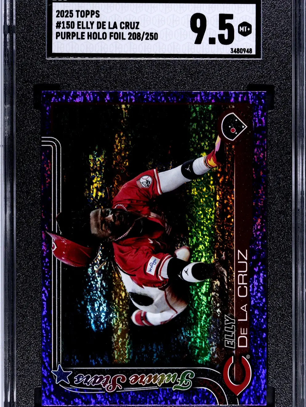 SGC Graded 9.5 Elly De La Cruz Purple Holo Foil Division Break