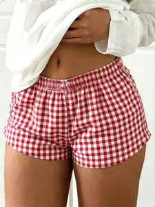 Elastic Waist Plaid Print Gingham Checkered Shorts for Men, Comfortable Slim-Fit Casual Wear Checked, Perfect for Spring and Summer Fashion