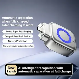 Smart Auto Stop Charging Adapter, 140W USB C Auto Disconnect Charger with Full Charge Eject Device, Intelligent Power Cut-Off Protector for Safe Overnight Charging, Compatible with Phone Tablet,#SummerVibes