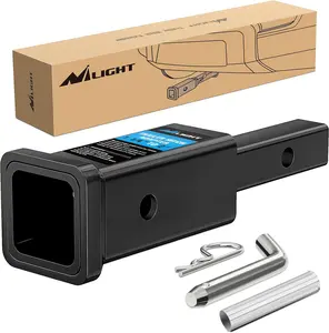 Nilight Trailer Hitch 1-1/4 to 2Inch Hitch Adapter 6-1/2 inch Extension 350Lbs with 1/2-Inch Diameter Pin and Clip with 5/8-Inch Adapter