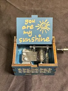 You are My Sunshine (Blue) - Wooden Music Box - Christmas gifts and Stocking Stuffers - Home Decor Ornaments