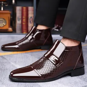 TikTok Black Friday Store Business Formal Shoes for Men Mid-Cut Brown Work Office Closed Weight Footwear Fathersdaygift Boy Casual Classic Pointed Toe