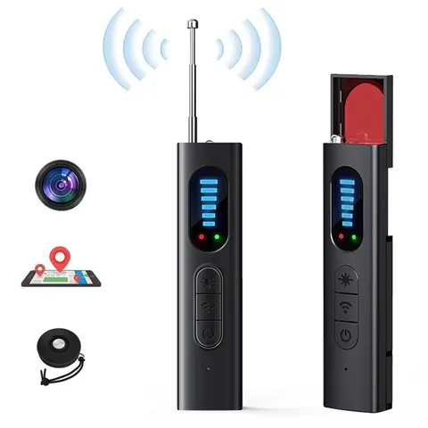 Black Hidden Camera Detector - ABS Body, 5 Sensitivity Levels, Professional Mode, 400mAh Batteries, Surveillance Security Camera & GPS Tracker Detector, Detailed & Advanced Analysis, Durable Adjustable Home Safety Device for Hotel & Office Privacy Checks
