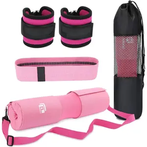 Barbell Pad Set for Squat Hip Thrusts, Upgraded Workout Foam Weight Lifting Bar Cushion Shoulder Neck Support with Anti-Slip Grain, Fits Standard Olympic Bars & Smith Machine