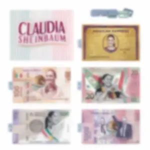 100 pesos of claudia sheinbaum rectangular vinyl sticker