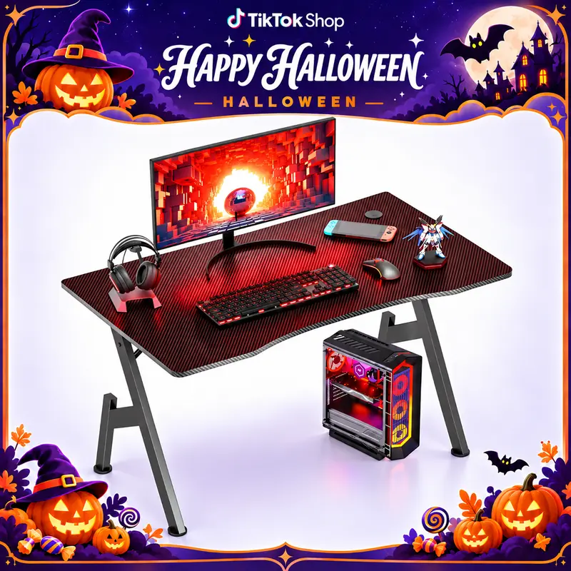 Ecofurnix Modern Sturdy Computer Desk - 32/40 in Whole Board, Waterproof Stainless Steel A-Shape Legs Frame, Easy-Assembly Gaming Desk for Home/Office Switch, Stainless Steel Table, Gamer Stuff