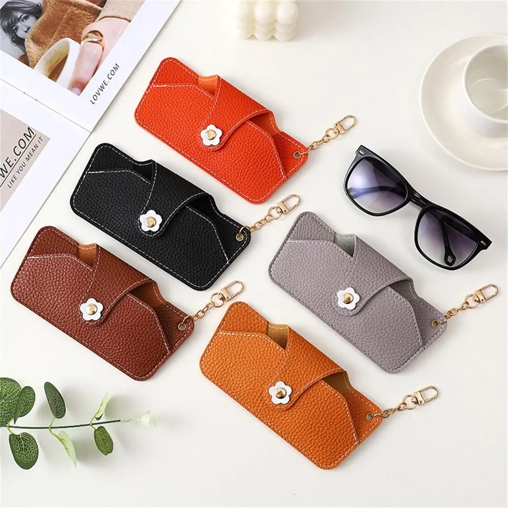 Portable Sunglasses Case with Chain, 1 Count PU Leather Sunglasses Storage Bag, Sunglasses Organizer, Glasses Case, Home Organizer for Travel, Glasses Holder