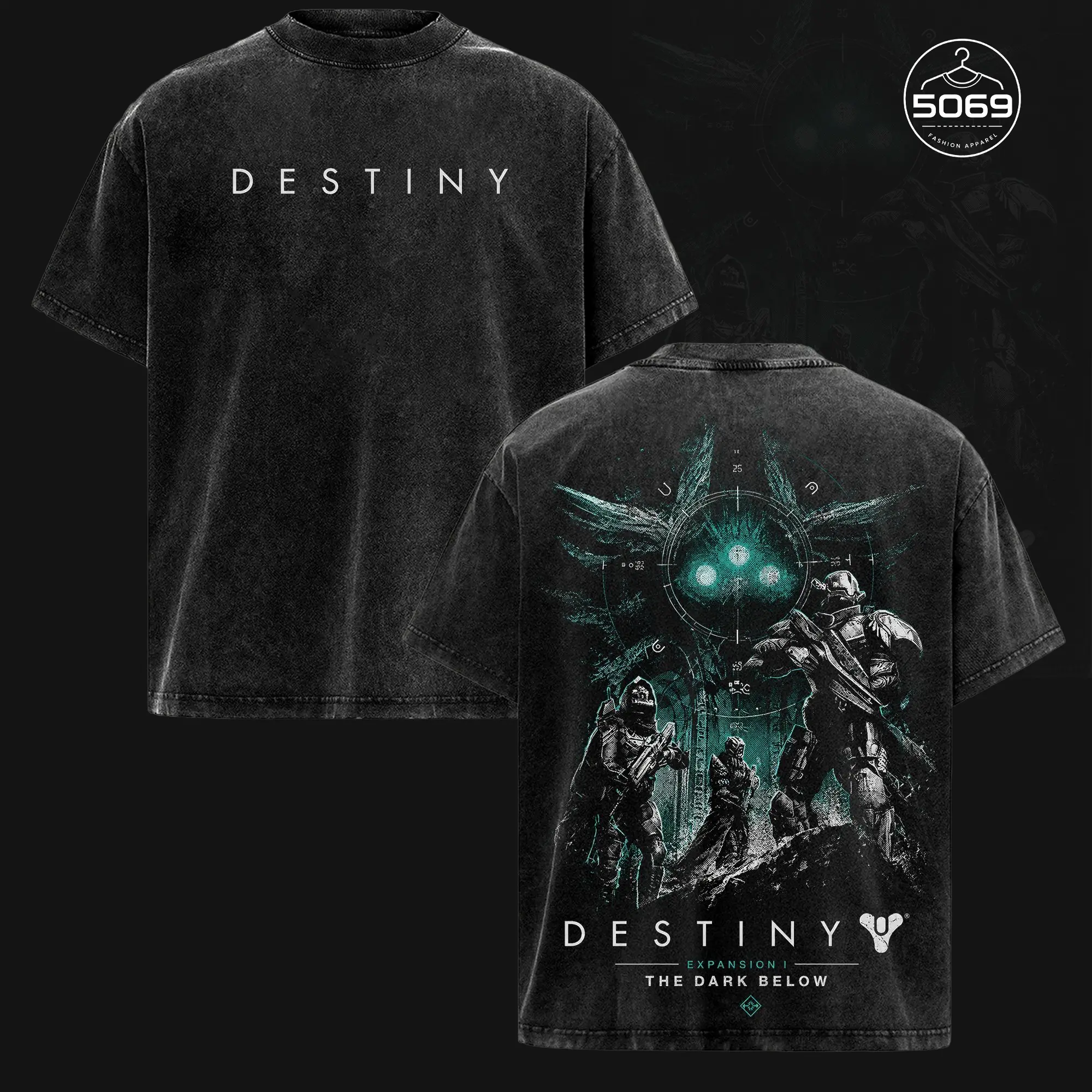 Destiny The Dark Below Vintage Washed T-Shirt Gaming Graphic Tee Guardian Retro Video Game Shirt Gamer Streetwear