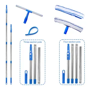 Glass Brush Windows Cleaner Squeegee with 53in Long Hand Professional Household Window Water Stain Cleaning Tool for Bath