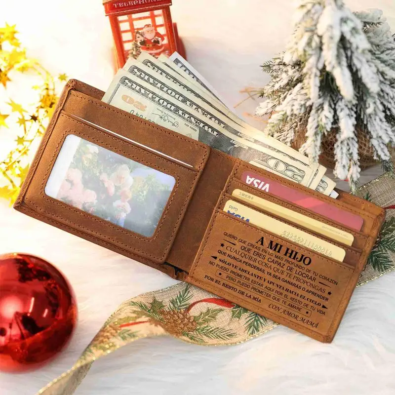 Christmas 2024Mom to Son WalletEngraved Wallet For SonWallet for Son From Mom DadLeather WalletMens WalletChristmas GiftBirthday GiftGift Fo