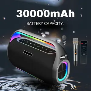 IP-4 PRO 8 Hrs/300W Output / 30000 mAh Wireless UHF Microphone Powerful Bass Karaoke Speaker with Remote