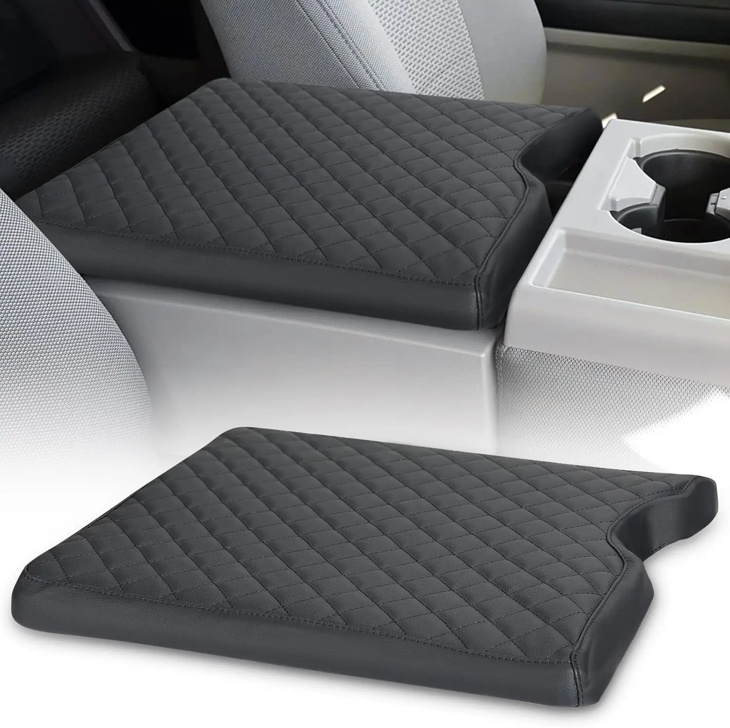 Center Console Cover for 2015-2025 F150, 2017-2025 F250 F350 F450 with 40/20/40 Jump Seat, Leather Armrest Cushion, Premium Quality, Accessories For Car summerwins