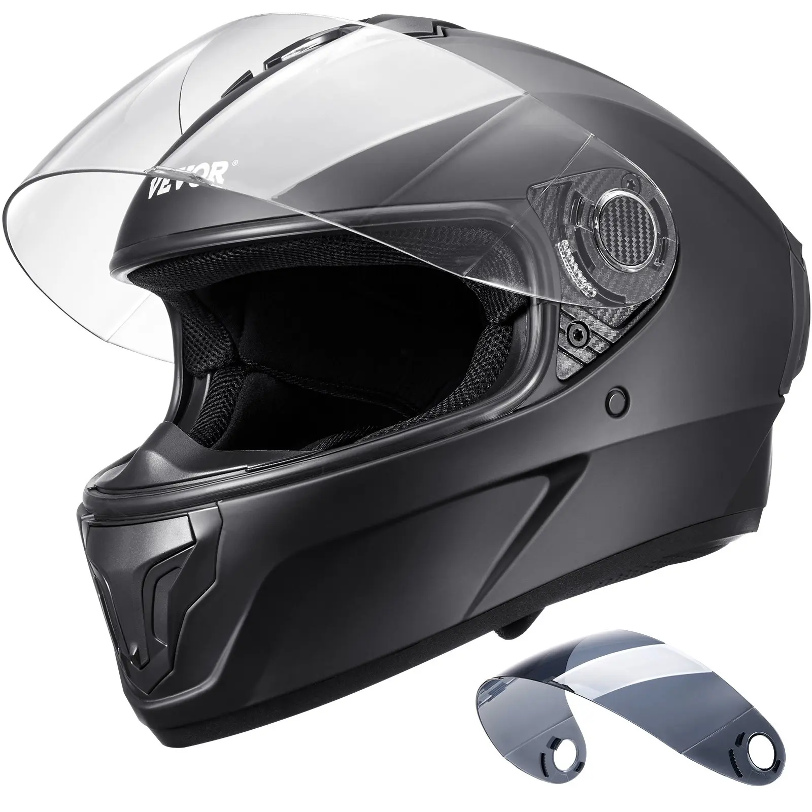 【DealsForYouDays】VEVOR Motorcycle Helmet, Full Face, Adult Motocross Dirt Bike Helmet with Tinted and Clear Dual Visor, Motorbike Racing Street with Detachable Liner for Men & Women, DOT Approved, (Matte Black, XL)Summervibes