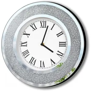 Bling  Round Mirror Clock 12inch. Glam Sparkle Twinkle Shining Mirrored Wall Clock for Wall Decoration  Glass Mirror Home Decor.   is not Included.