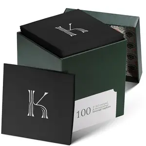 Linen-Feel Monogrammed Cocktail Napkins by Silver Foil, 100 Pack, Black 5"x5", Letter K, Perfect for Weddings and Parties Cutlery Tableware