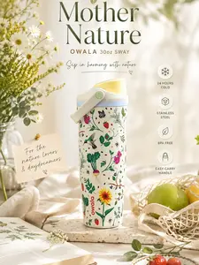 [NEW 2026] Owala Mother Nature 30oz Sway Water Bottle - Mother's Day Garden Edition Leak-Proof Insulated Stainless Steel Tumbler for Outdoor Adventures & Daily Hydration - Drinkware