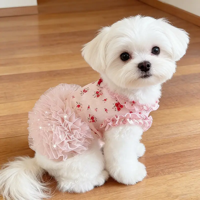 Dog Princess Tulle Tutu Dress - Thin Summer Pet Clothing for Teddy, Pomeranian Puppies