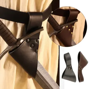 Single Piece European Medieval Design Viking Influence Sword Sheath Belt Cosplay Costume Accessory Leather Strap, Ca Prop Safe No Hazardous Material