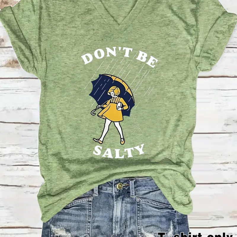 Women's Vintage Graphic Print V Neck Tee, Casual Short Sleeve T-shirt for Summer, Ladies Clothes for Daily Wear, Top, Aesthetic Graphic Tee