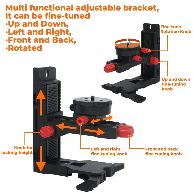 Multi-Functional L-Shaped Magnetic Level Bracket, 1/4" & 5/8" Male Threaded L-Shape Magnetic Pivoting Base for Wall & Ceiling Mounted, 360° Adjustable Support, Height Adjustment