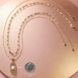 Anranyo Birthstone Necklace for Women, Oval Cut Rose Quartz Birthstone Necklaces, 18K Gold Plated Dainty Cubic Zirconia Pendant Necklace，Non Tarnish, Birthday Mothers Day Gifts for Wife