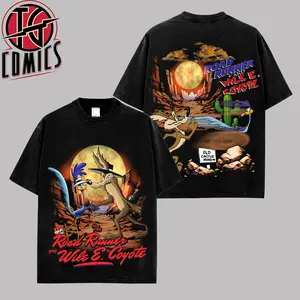 [IG] Road Runner & Wile E. Coyote - Looney Tunes Graphic Premium Cotton T-Shirt (Made In US), Looney Tunes Cartoon Graphic Tee, Vintage Cartoon Network Fans Shirt, Comic Book Outfit, Gift For Hero Fans
