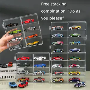 Transparent Staircase Alloy Car Model Storage Box, Display Rack for 1:64 Tomica Windmill Matchbox Cars, Multi-Compartment Organizer