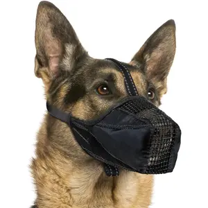 Mesh Dog Muzzle, Breathable Soft Dog Muzzle with Reflective Straps for Secure Fit, Prevents Biting, Chewing Scavenging – Adjustable for Small Medium Large Dogs,Black,L