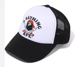 Bape College Crossbone Trucker Hat Black