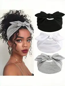 Women's Butterfly Knot Bunny Ear Headband, Lightweight Summer Hair Band, Bohemian Style, Elastic, Fitness, Yoga, Outdoor Activities