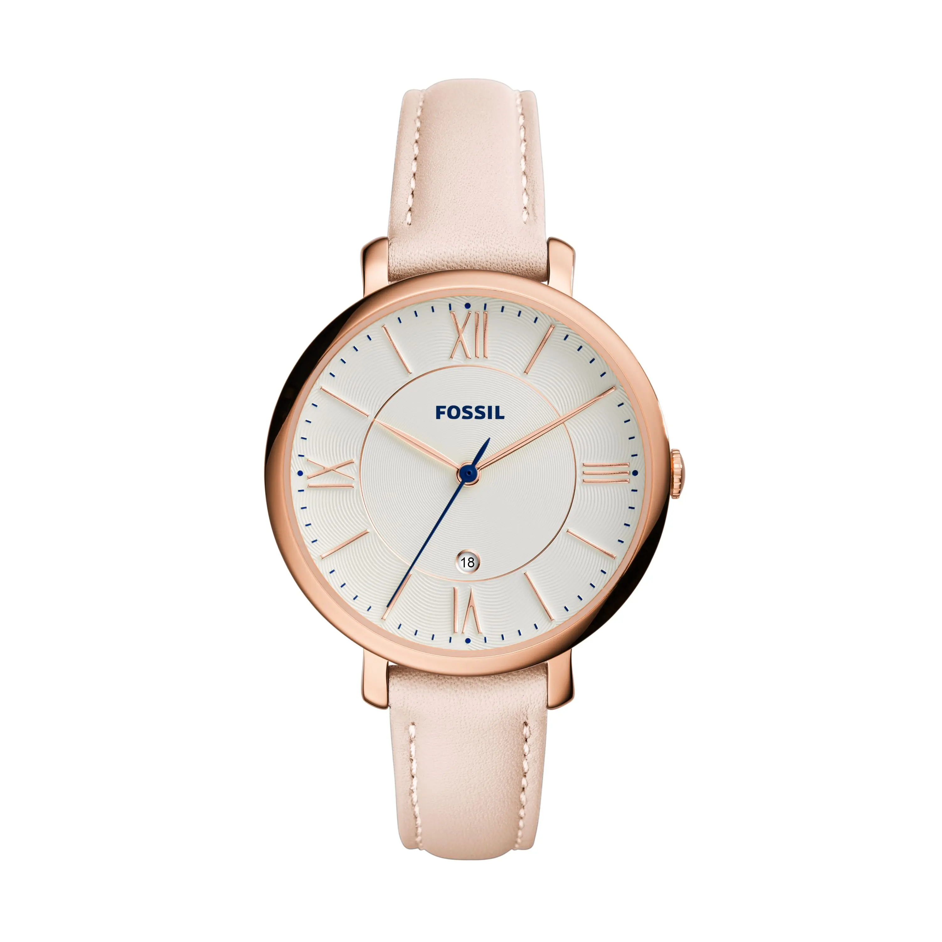 Jaqueline Three Hand Date Stainless Steel Fossil Watch with Rose Gold Band Fossil Jacqueline 26mm Rose Gold-Tone Steel Silver Dial  main image 3