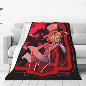 Hazbin Lucifer Cartoon Hotels Blankets Flannel Printed Alastor Action Anime Portable Lightweight Throw Blanket Office Rug Piece