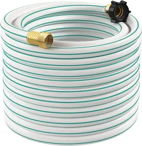 Garden Hose 12ft-100ft x 1/2" Hose 5/8" Connector, Water Hose Heavy Duty, Drinking Water Safe, No-Kink, Flexible Hybrid Hose with Rotatable Grip Handle, Male to Female Solid Aluminum Fittings (Green)