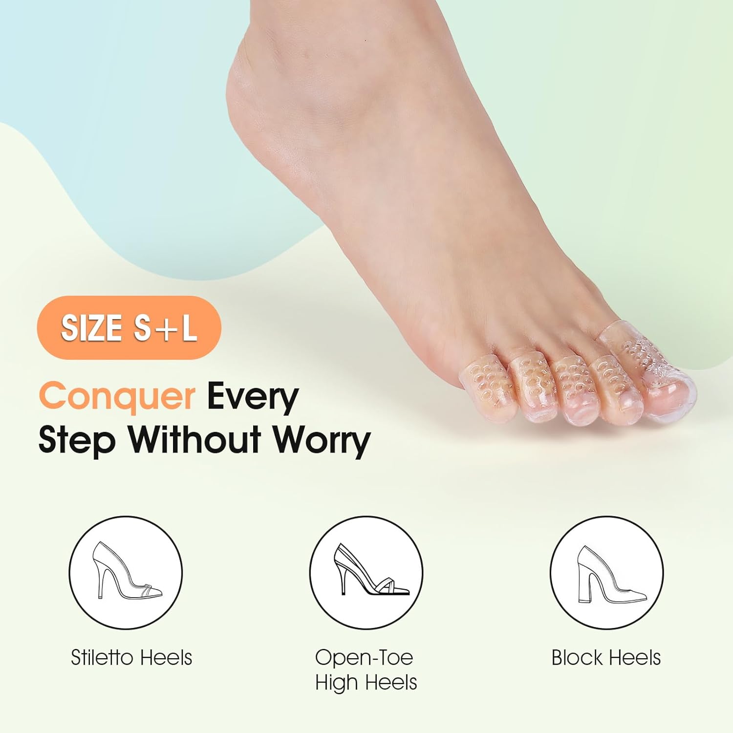 30 Pcs Silicone Toe Protectors for Women High Heels, Anti-Friction Toe Sleeves for Blisters & Pain Relief, Dual Size Big & Little Toe Covers, Clear Breathable Toe Caps for All-Day Comfort