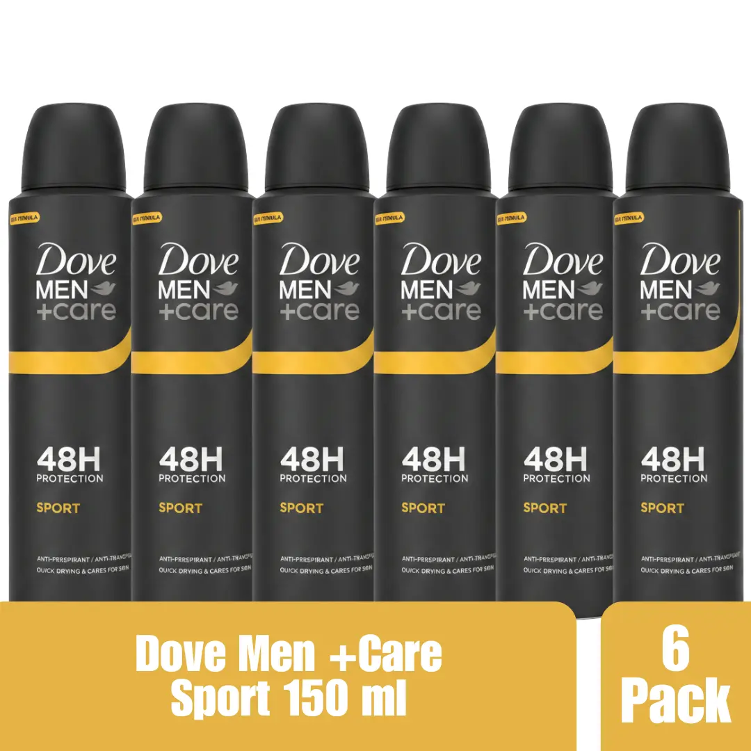 Dove Men+Care Sport Antiperspirant Spray, 48H Protection, Quick-Drying Formula, Skin Care Technology, 150ml (Pack of 6)