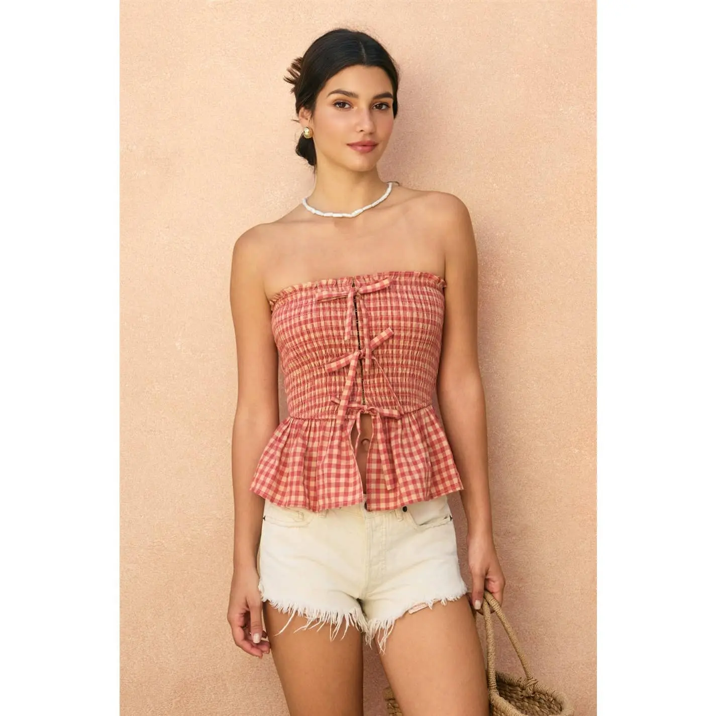 Cherry Basket Smocked And Flared Tube Top