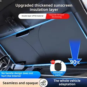 Front Windshield Car Sunshade, UV Protection Heat Insulation Shade Curtain, Foldable Auto Sun Blocker Keeps Interior Cool, Universal Sunshade for Small Cars, Lightweight Durable Car Interior Accessory and Decoration Ford Truck Windshield Sun Shade