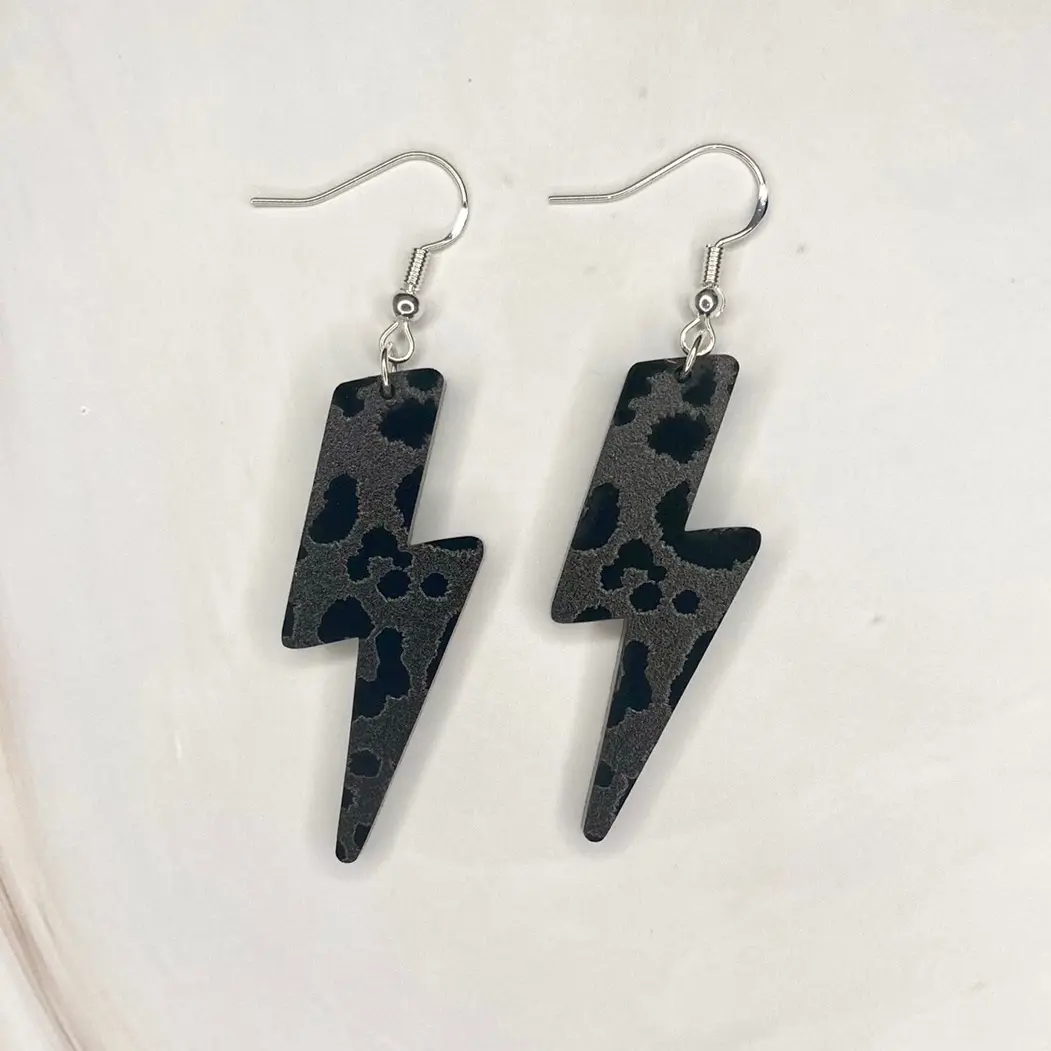 Black Leopard Dangle Acrylic Earrings