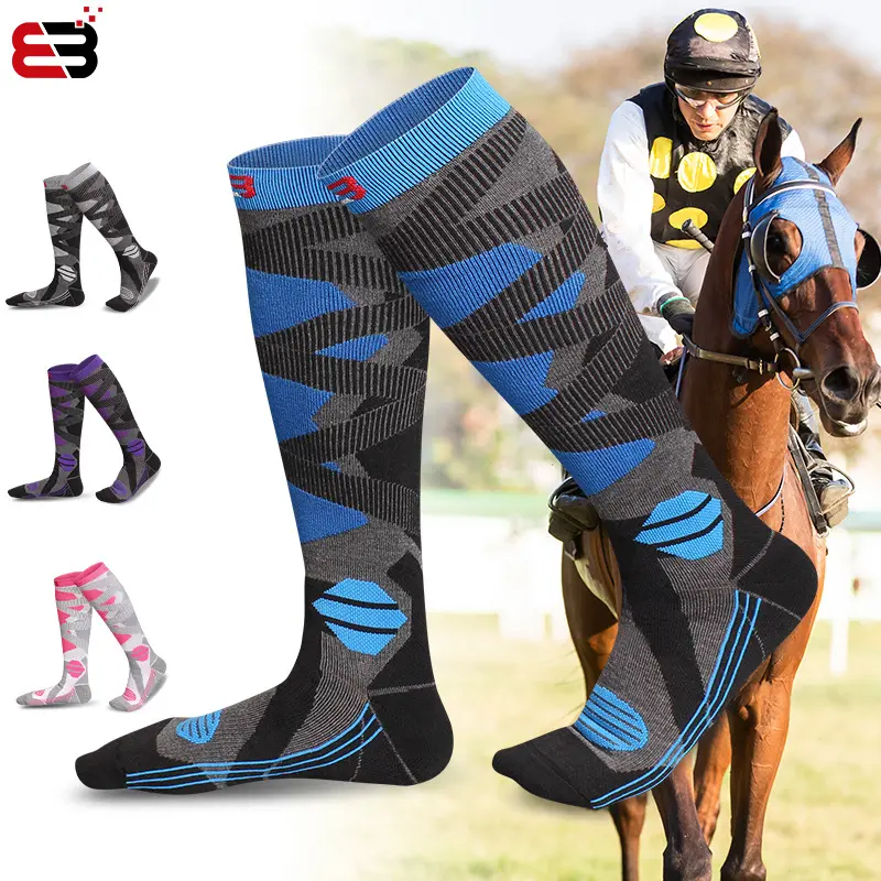 Equestrian Socks for Men & Women - Knee-High Riding Socks with Cushioned Terry Sole, Breathable Equestrian Sport Socks for Adults and Kids