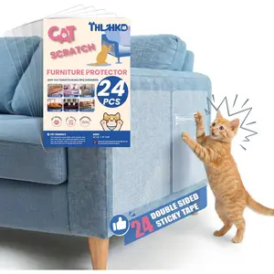 24PCS Cat Scratch Furniture Protector Double Sided Couch Protector Tape for Cats Claw Scratching Clear Sticky Sheets Anti Clawing Sofa Corner Protection Cover Anti Scratch for Furniture
