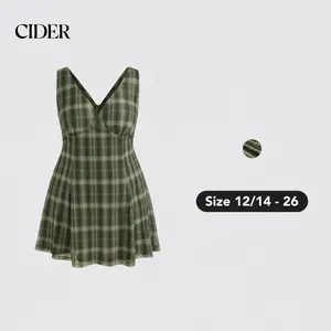 Cider [size 12/14-26] V-neck Check Mini Dress Curve & Plus