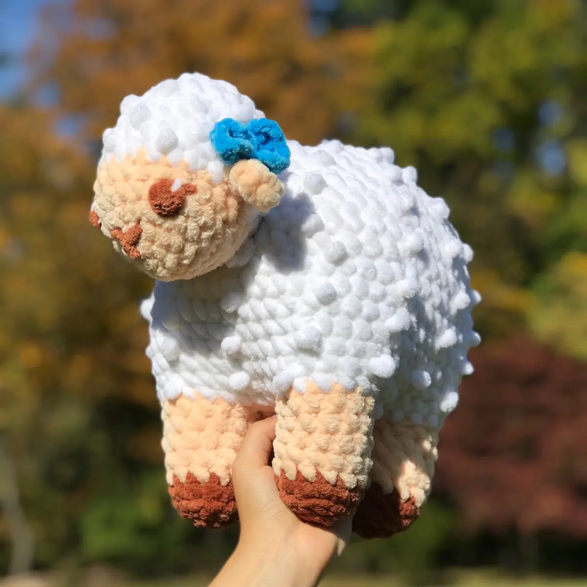 JUMBO crochet sheep plushie, fluffy sheep plush, fuzzy sheep doll, handmade sheep plushie