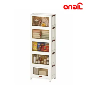 ONAIL Drawer style Super large Foldable Storage Box with Lid, Stackable Household Storage Holders with Wheels Home Decor Organiser Durable Plastic