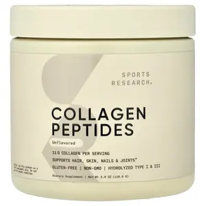 Sports Research Collagen Peptides, Unflavored, 3.9 oz (110.6 g)